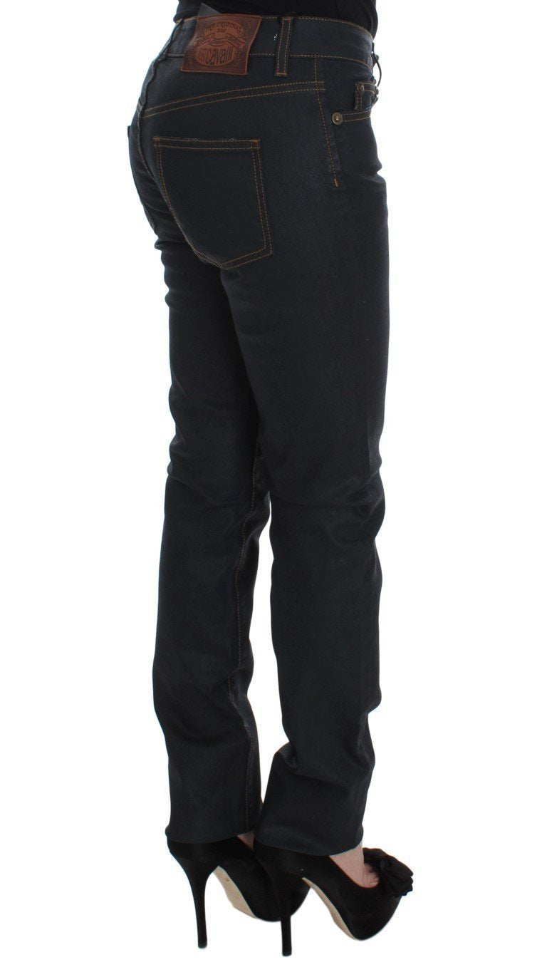 Blue Cotton Blend Slim Fit Stretch Jeans