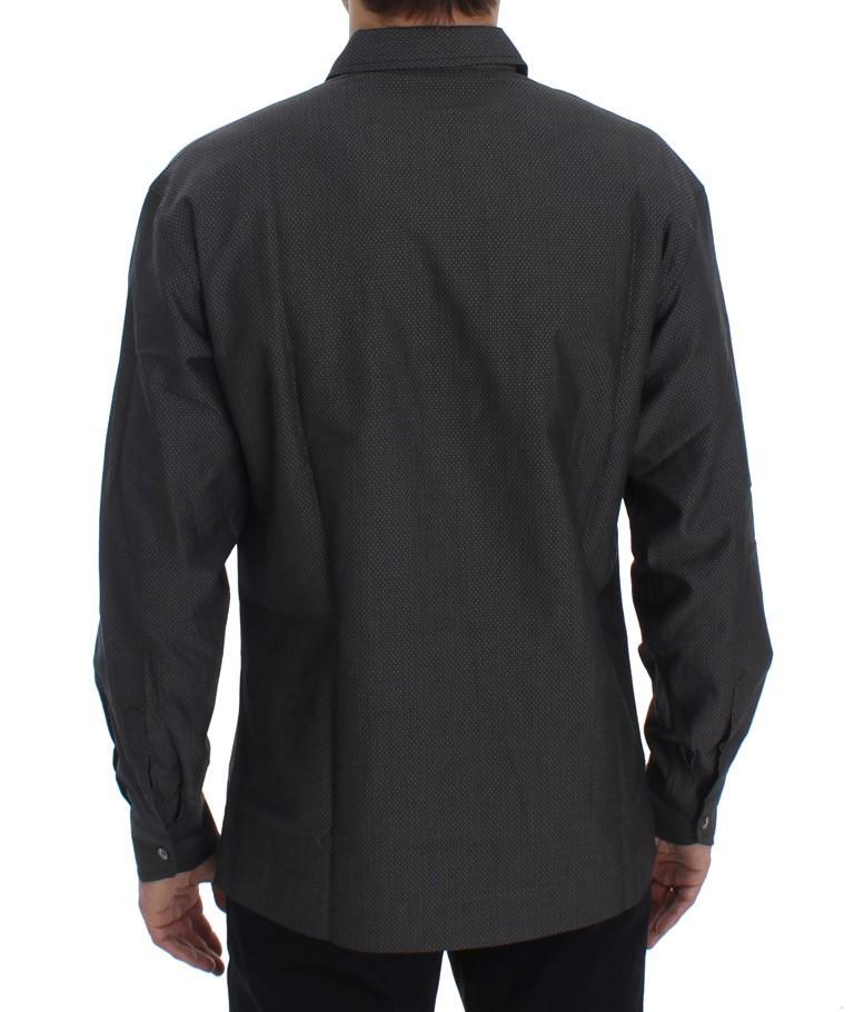 Gray Button Collar Cotton Shirt