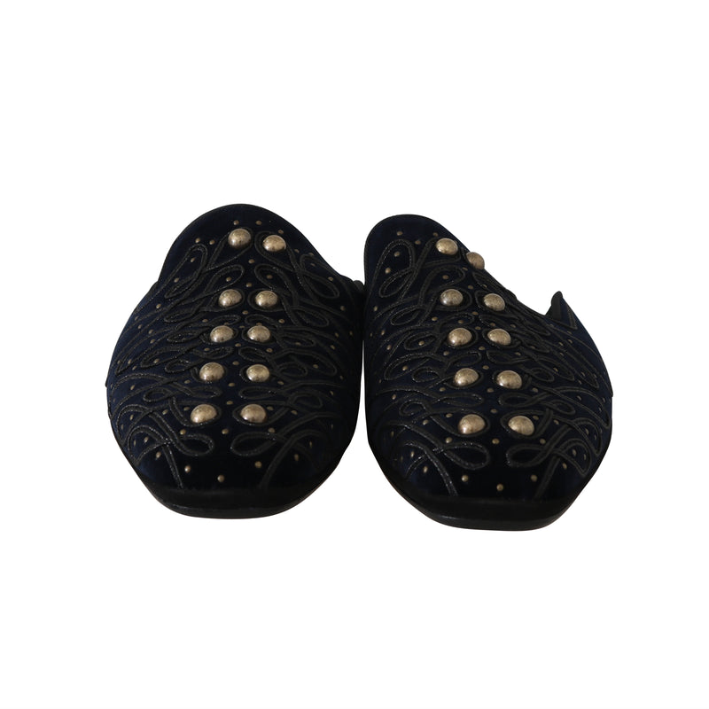 Blue Black Velvet Velvet Sandals Slippers