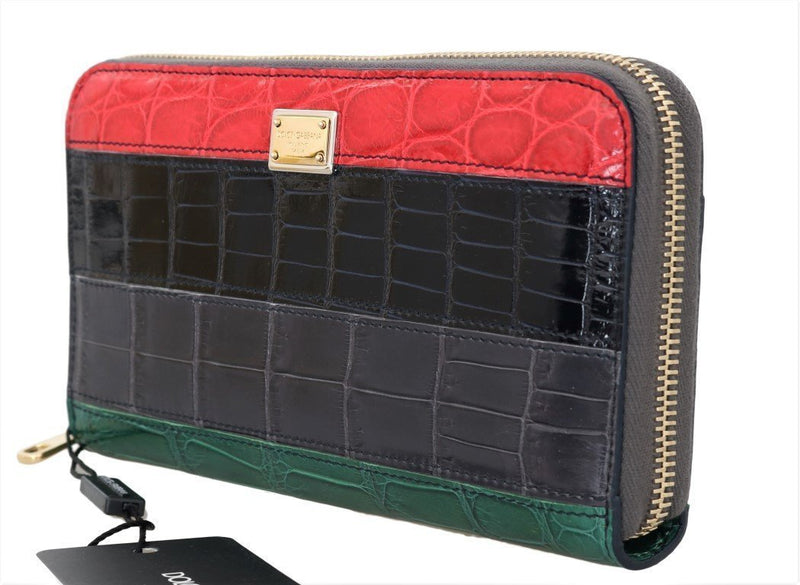 Multicolor Alligator Crocodile Leather Continental Wallet