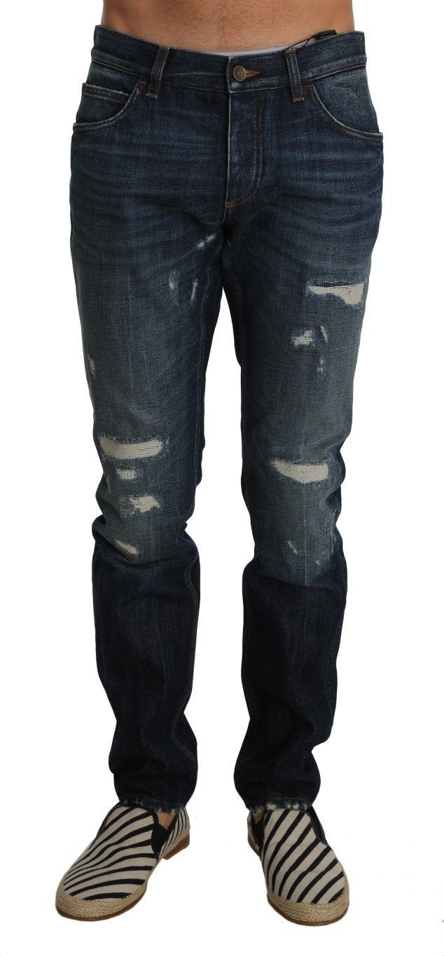 Blue Denim CLASSIC Ripped Jeans Pants