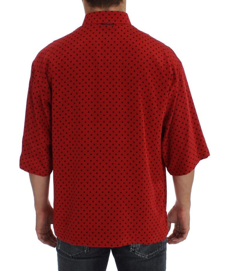 Red Black Polka Silk Polo T-shirt