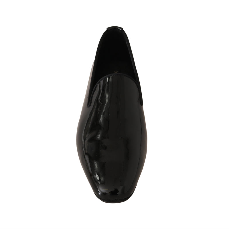 Black Patent Leather Slides Loafers