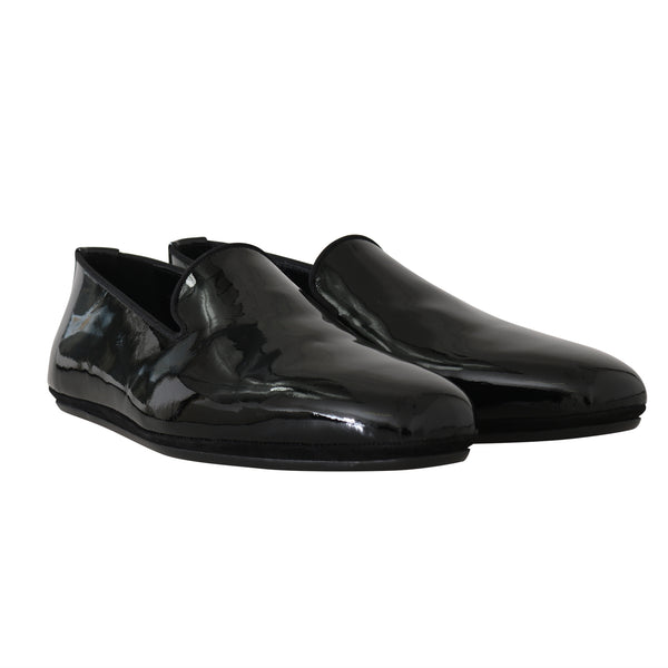 Black Patent Leather Slides Loafers