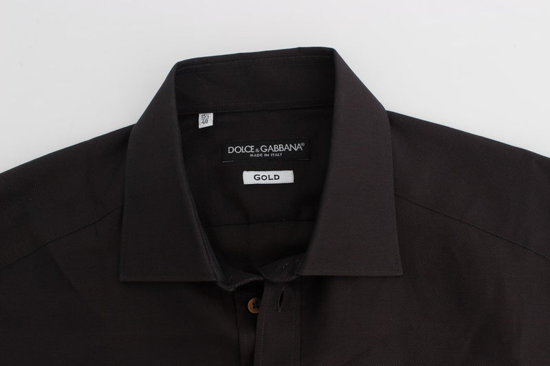 Brown Cotton Slim Fit GOLD Shirt