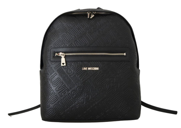 Black Faux Leather Backpack