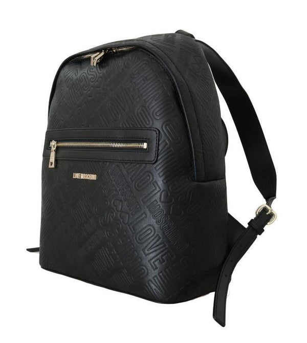 Black Faux Leather Backpack