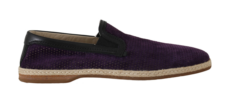 Purple Suede Perforated Loafers