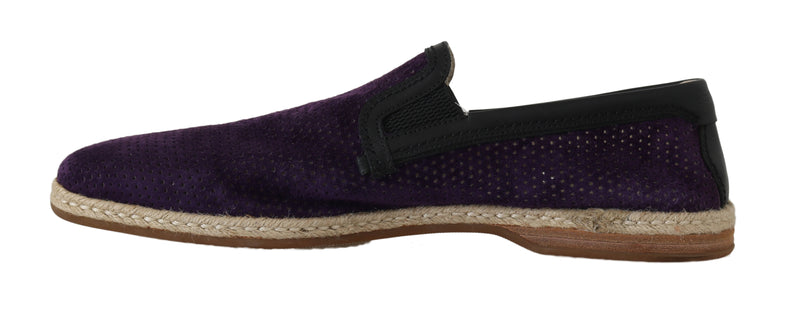 Purple Suede Perforated Loafers