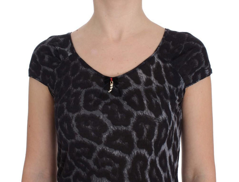 Gray Leopard Modal T-Shirt Blouse Top
