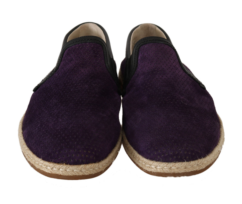 Purple Suede Perforated Loafers