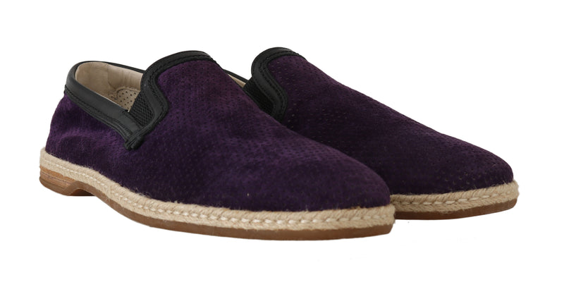 Purple Suede Perforated Loafers