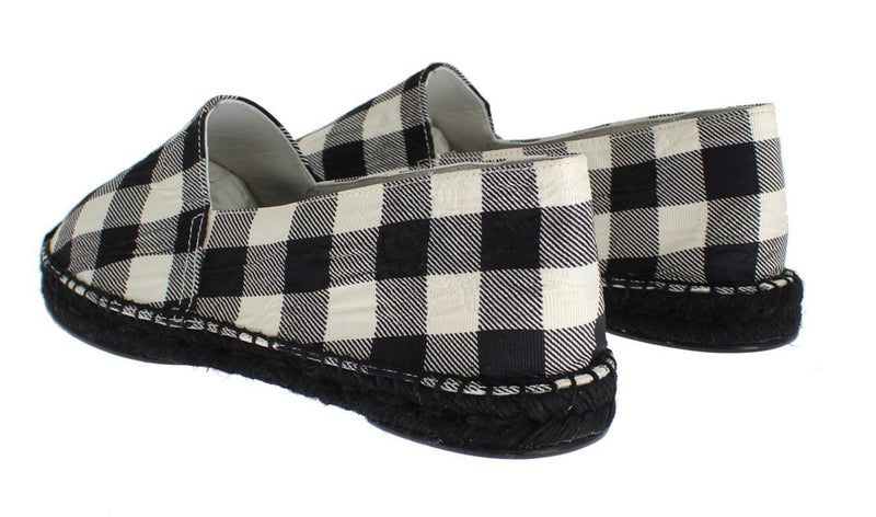 Checkered Brocade Espadrille Shoes Loafers