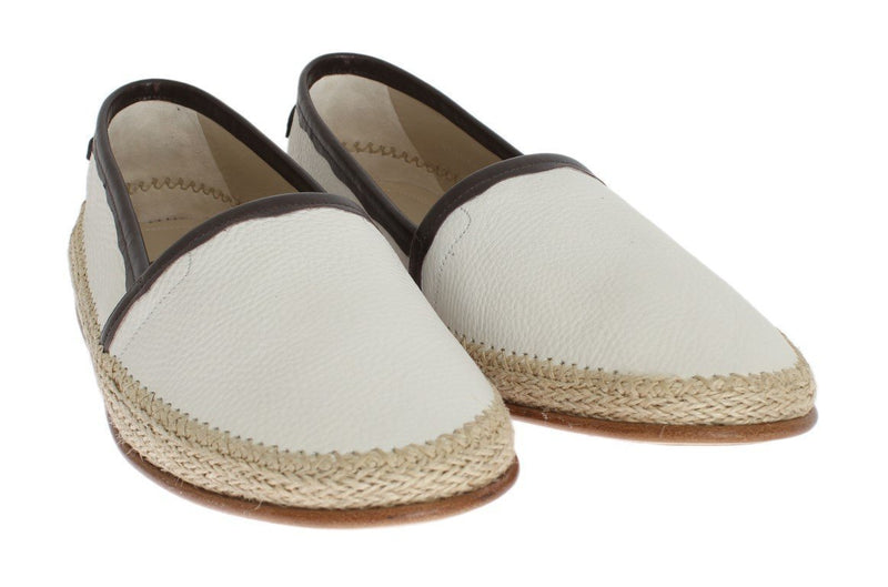 Ivory White Deer Leather Logo Loafers