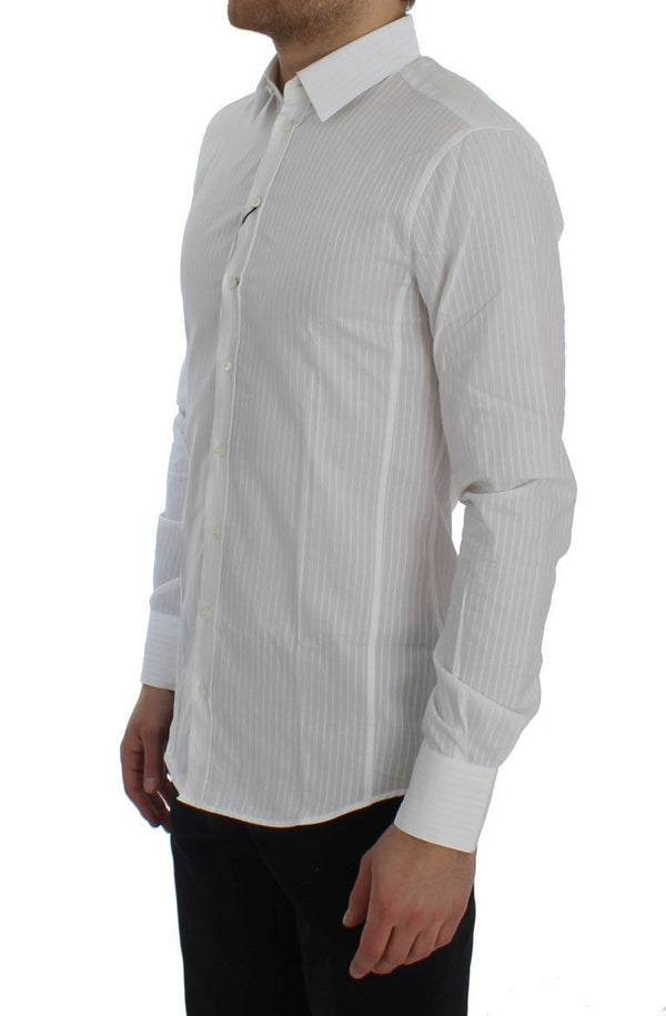 White Striped SICILIA Slim Fit Shirt