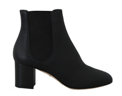 Black Leather Chelsea Ankle Boots