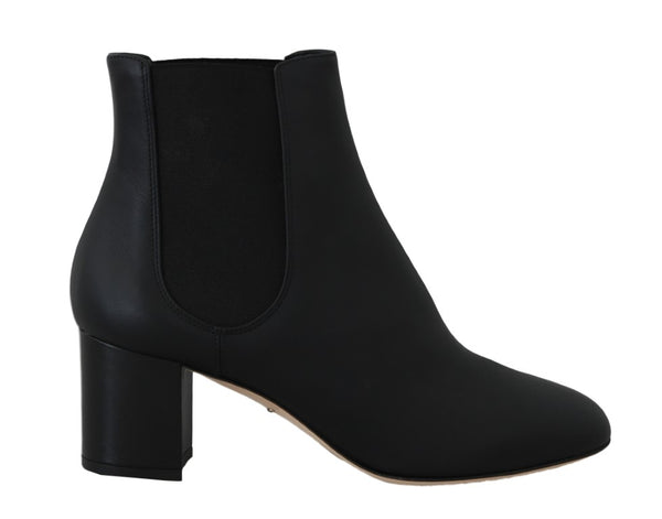 Black Leather Chelsea Ankle Boots