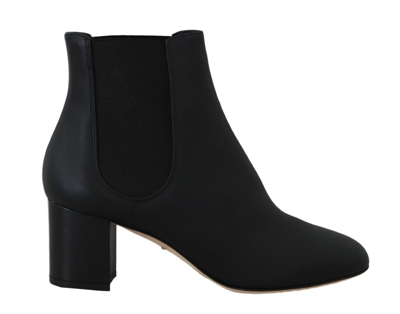 Black Leather Chelsea Ankle Boots