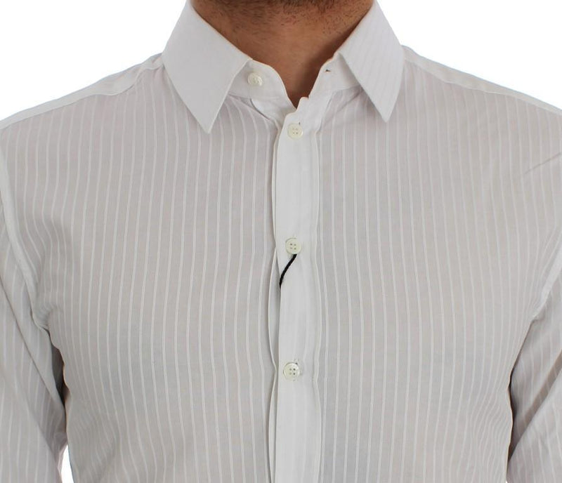White Striped SICILIA Slim Fit Shirt