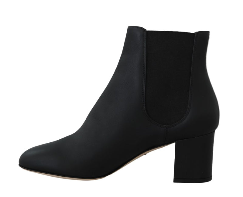 Black Leather Chelsea Ankle Boots