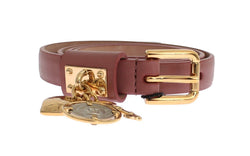 Brown Sicily gold charm leather belt