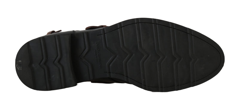 Black Brown Monkstrap Ankle Boots