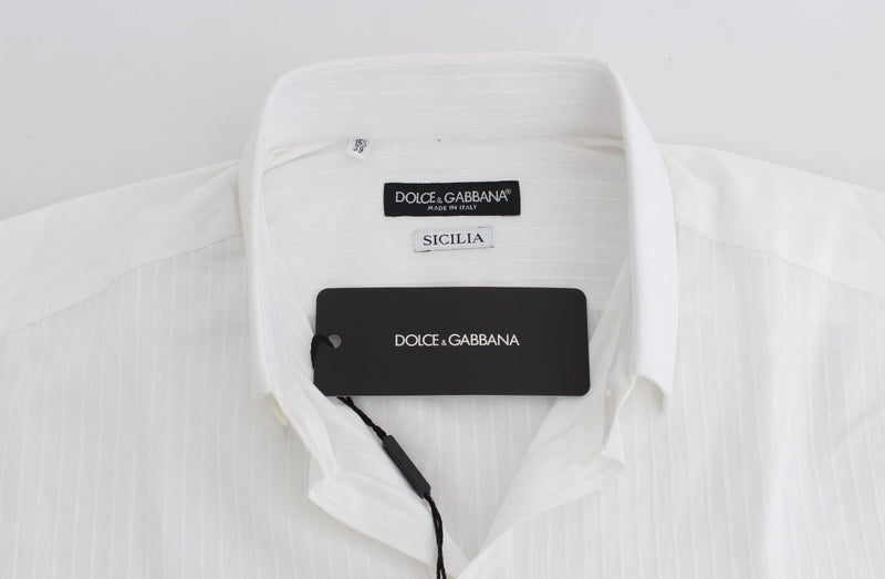 White Striped SICILIA Slim Fit Shirt