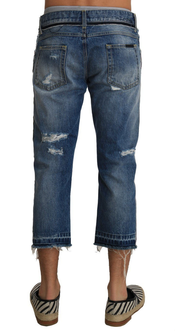 Blue Denim CLASSIC Crystal Cropped Jeans  Pants