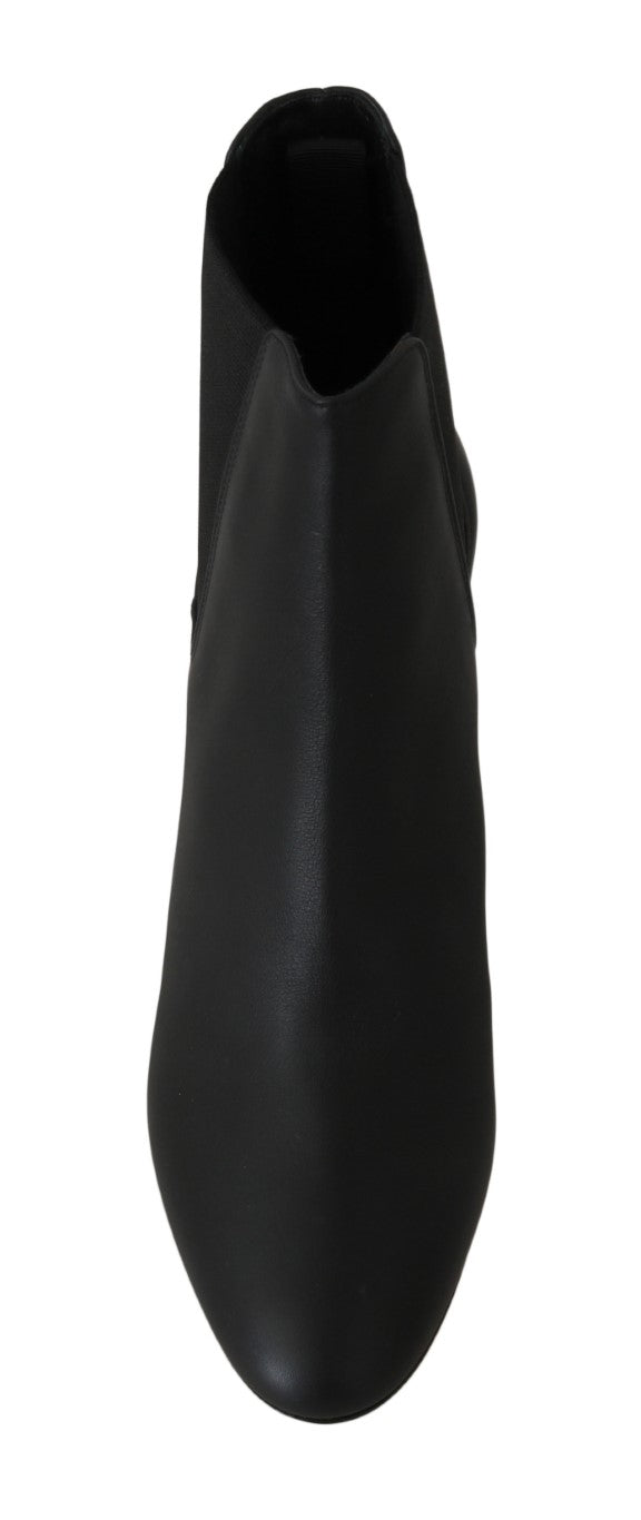 Black Leather Chelsea Ankle Boots