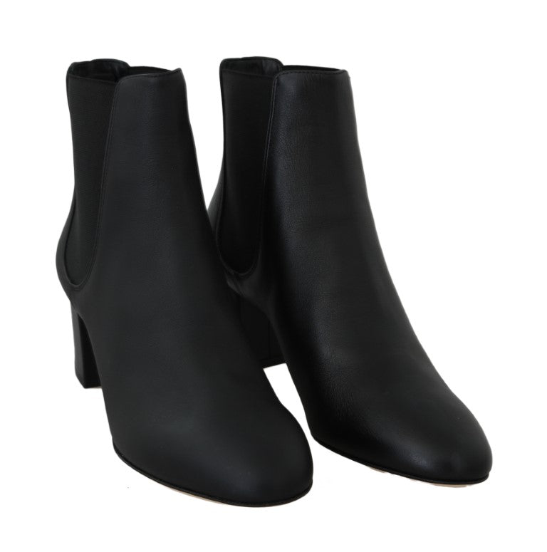 Black Leather Chelsea Ankle Boots