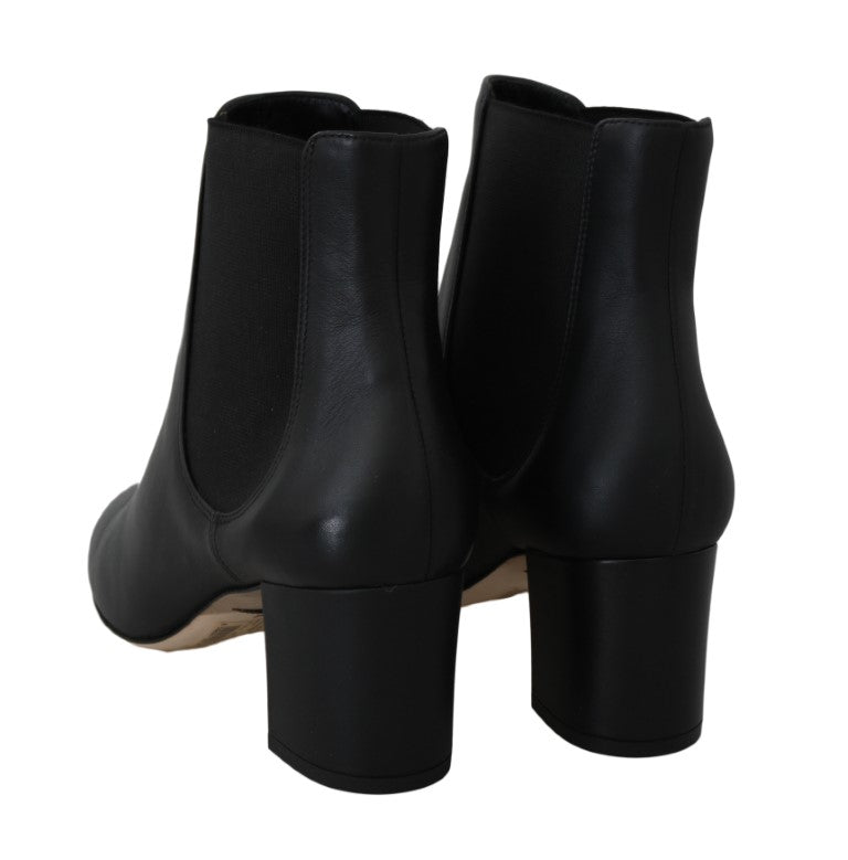 Black Leather Chelsea Ankle Boots