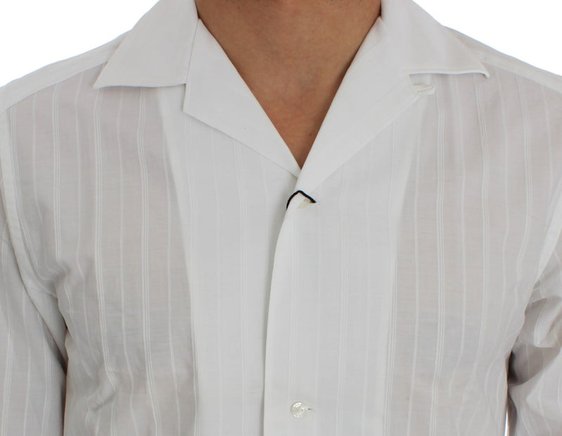 White Striped GOLD Slim Fit Cotton Shirt