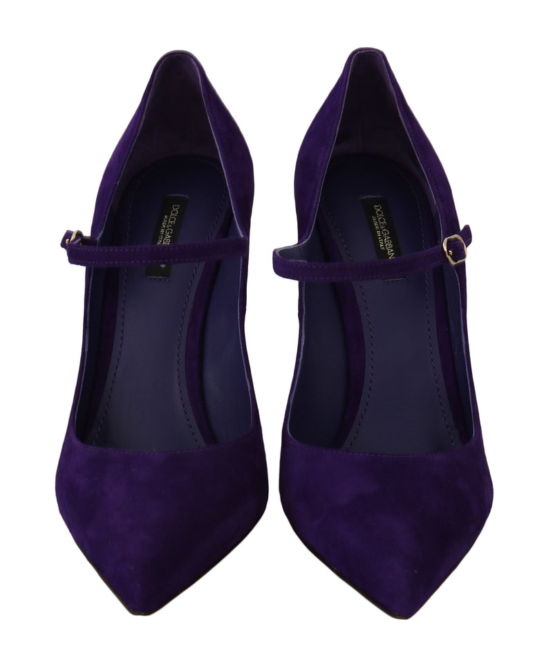 Purple Suede Mary Janes Pumps