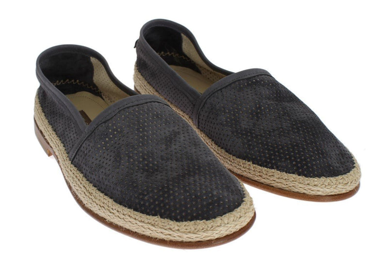 Gray Suede Breathable Logo Loafers