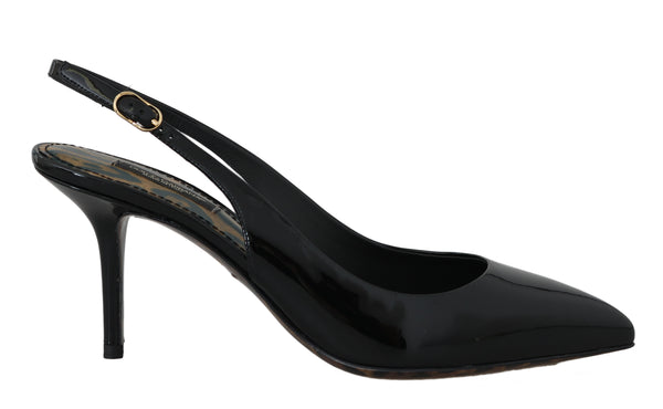 Black Patent Leather Slingbacks