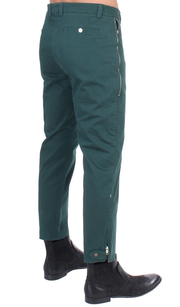 Green cotton stretch pants