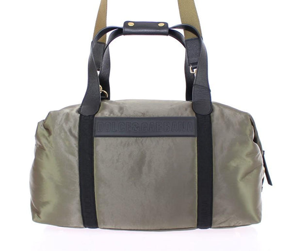 Green nylon unisex travel bag