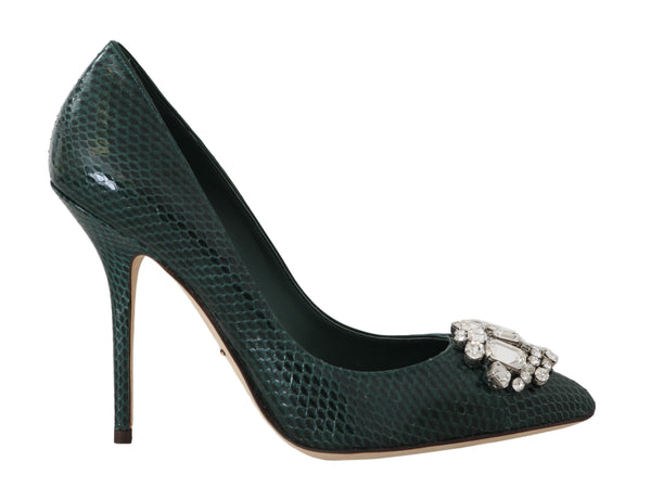 Green Snakeskin Ayers Crystal Pumps