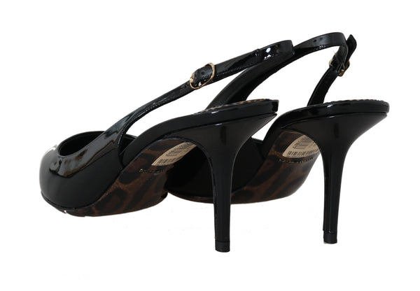 Black Patent Leather Slingbacks