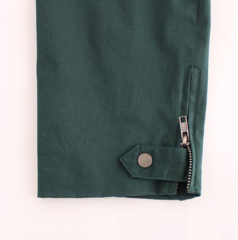 Green cotton stretch pants