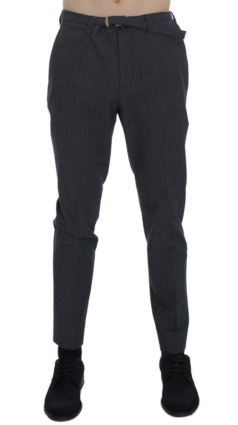 Gray Cotton Stretch Casual Pants