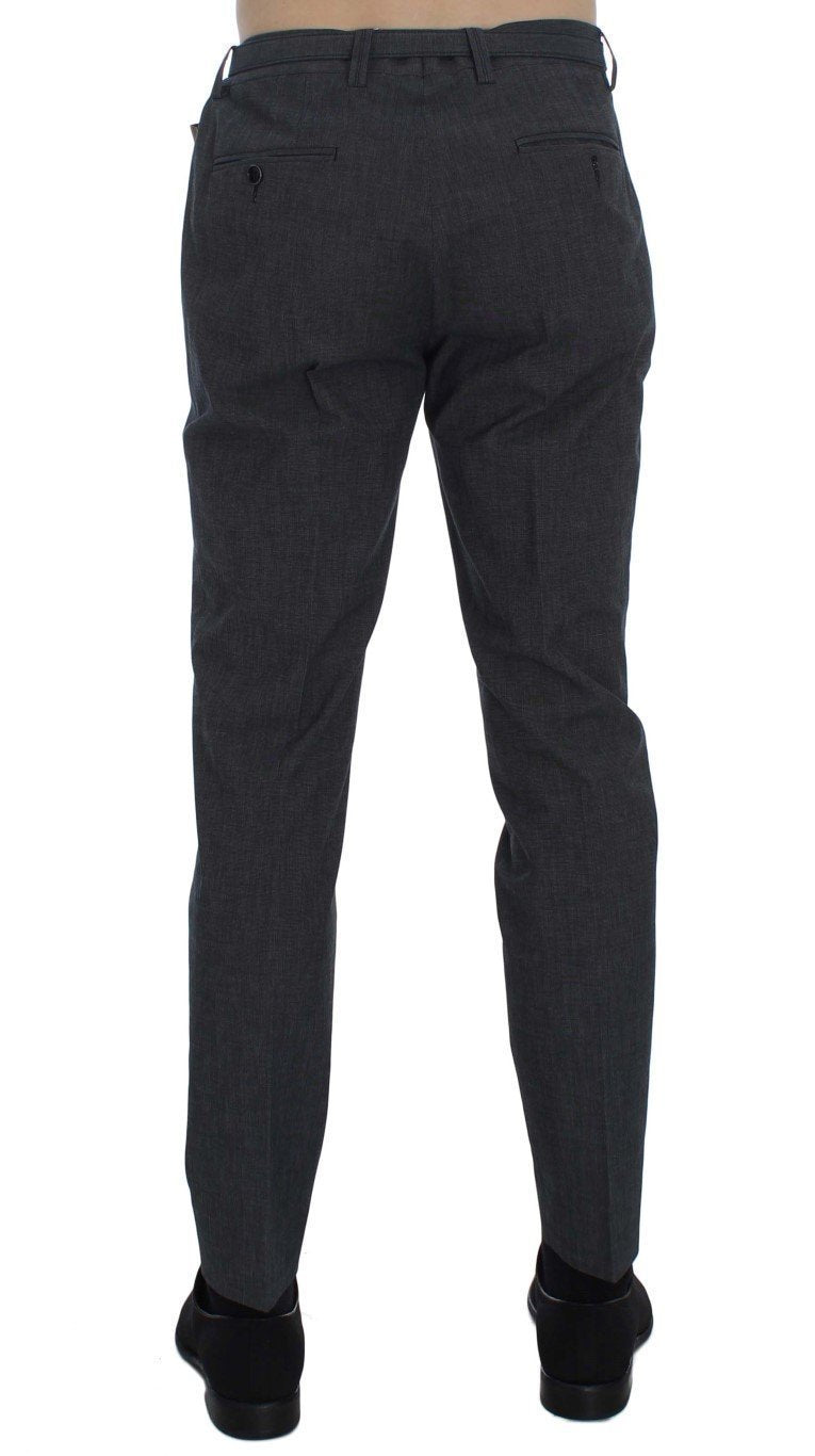 Gray Cotton Stretch Casual Pants