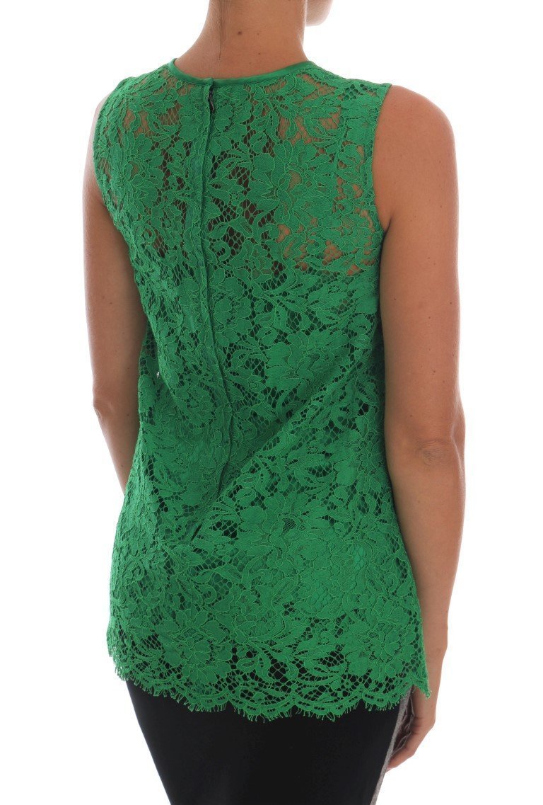 Green Floral Lace Top Blouse
