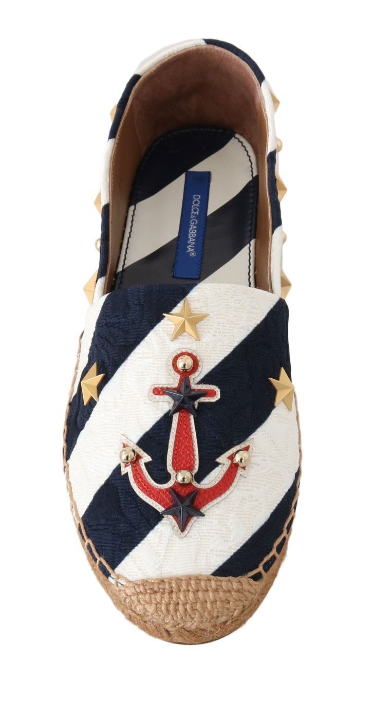 Blue White Loafers Anchor Espadrilles Shoes