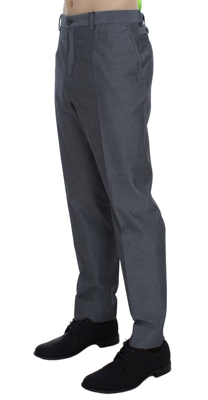 Gray Wool Cotton Slim Fit Pants