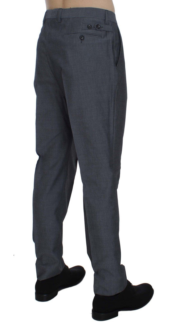 Gray Wool Cotton Slim Fit Pants