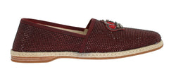 Red Canvas Swarovski Strass Loafers