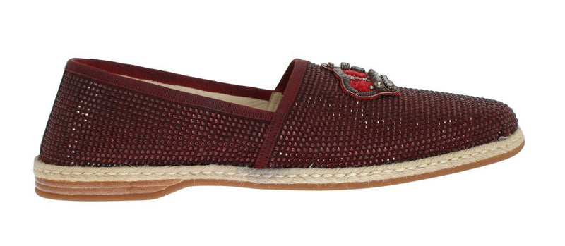 Red Canvas Swarovski Strass Loafers