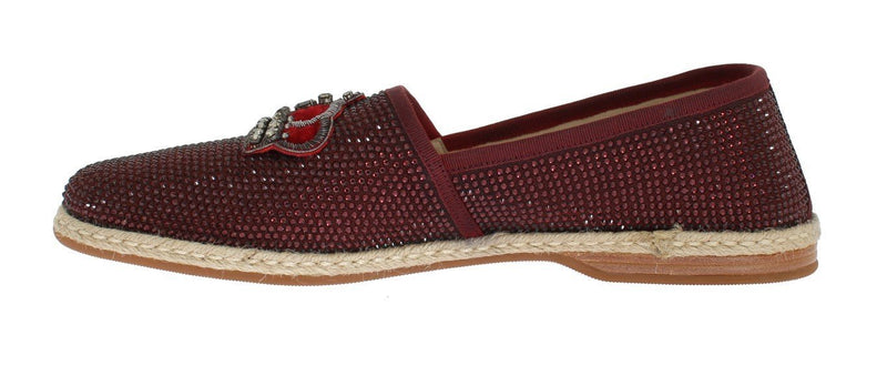 Red Canvas Swarovski Strass Loafers