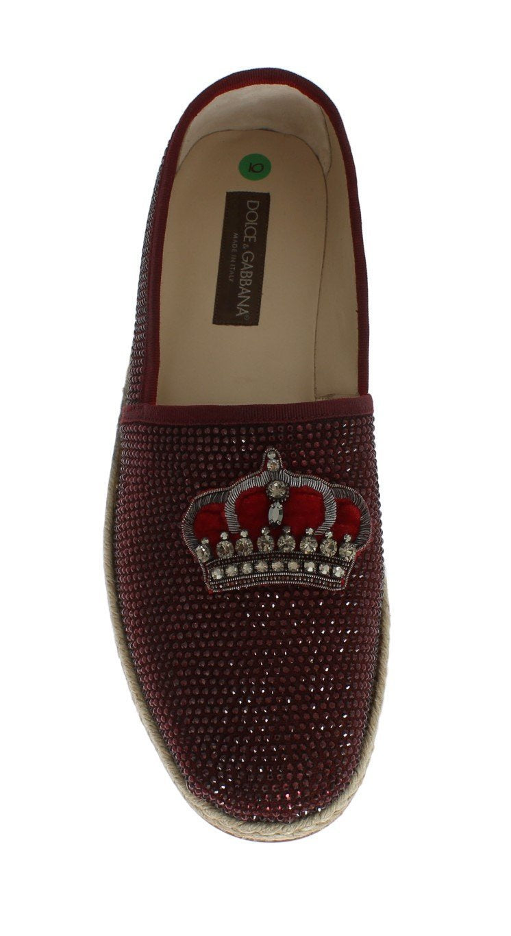 Red Canvas Swarovski Strass Loafers